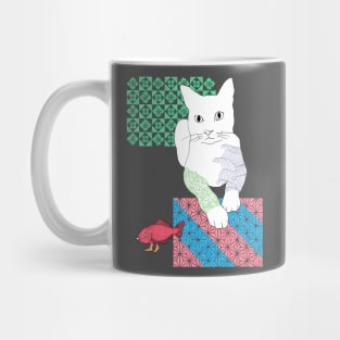 Cat with a walking fish Mug